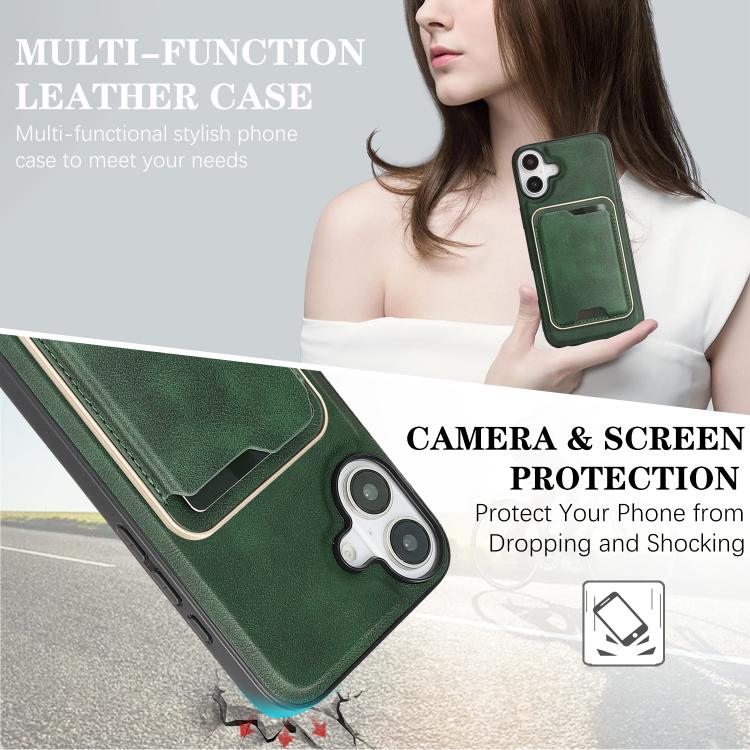 For iPhone 17 Kalebol Slim MagSafe Ring Magnetic Card Bag Leather Phone Case