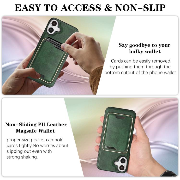 For iPhone 17 Kalebol Slim MagSafe Ring Magnetic Card Bag Leather Phone Case