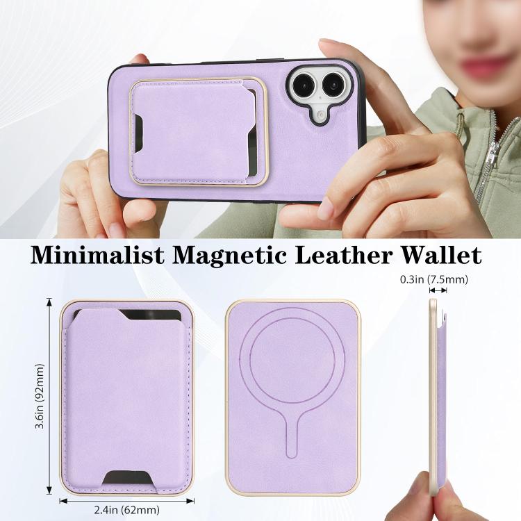 For iPhone 17 Kalebol Slim MagSafe Ring Magnetic Card Bag Leather Phone Case