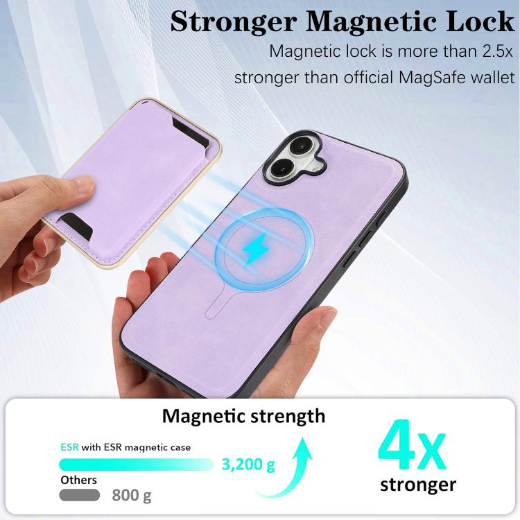 For iPhone 17 Kalebol Slim MagSafe Ring Magnetic Card Bag Leather Phone Case