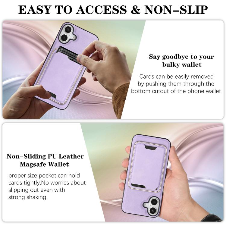 For iPhone 17 Kalebol Slim MagSafe Ring Magnetic Card Bag Leather Phone Case