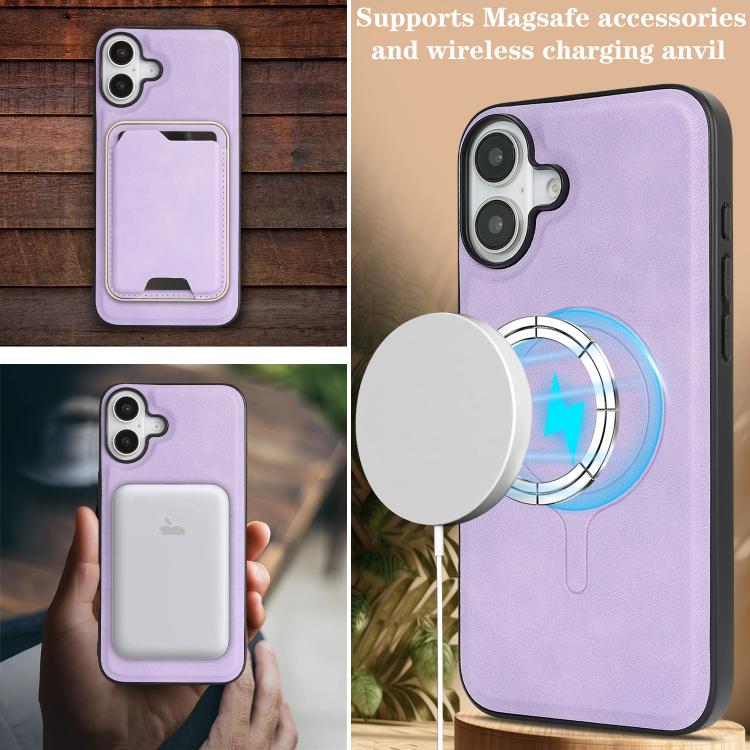 For iPhone 17 Kalebol Slim MagSafe Ring Magnetic Card Bag Leather Phone Case