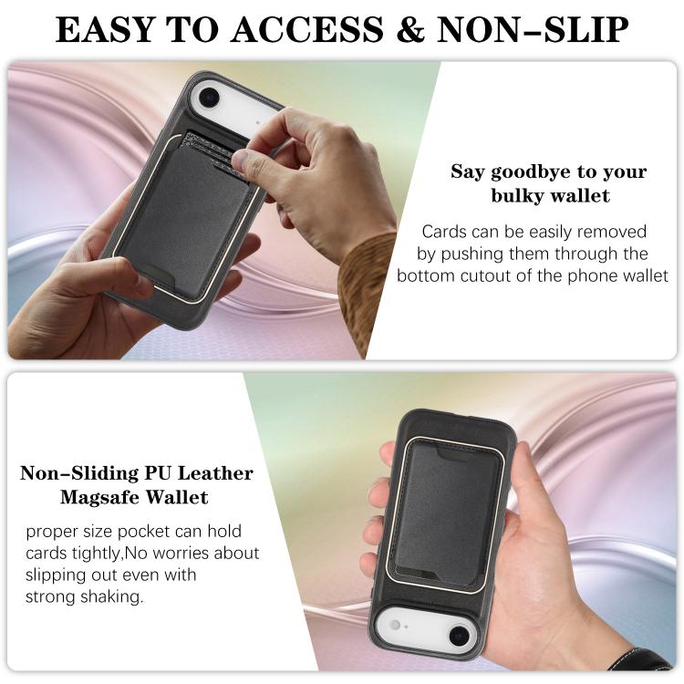 For iPhone Air Kalebol Slim MagSafe Ring Magnetic Card Bag Leather Phone Case