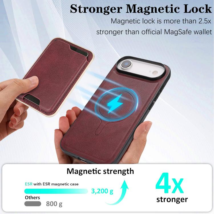 For iPhone Air Kalebol Slim MagSafe Ring Magnetic Card Bag Leather Phone Case