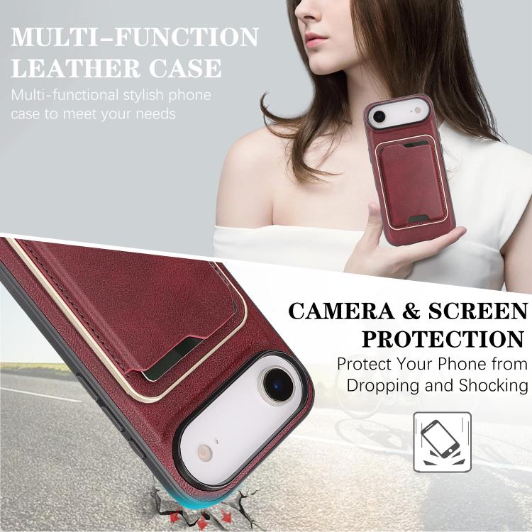 For iPhone Air Kalebol Slim MagSafe Ring Magnetic Card Bag Leather Phone Case
