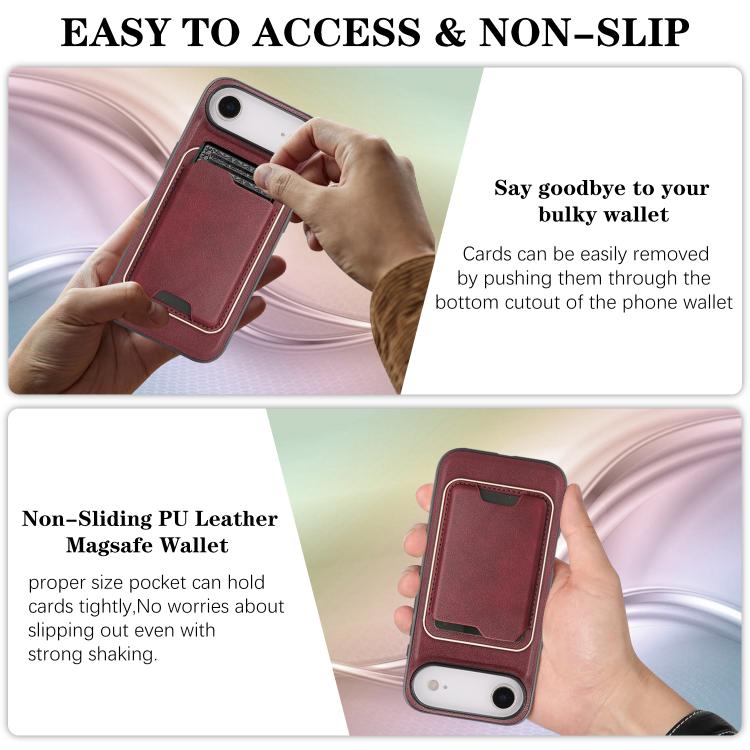 For iPhone Air Kalebol Slim MagSafe Ring Magnetic Card Bag Leather Phone Case