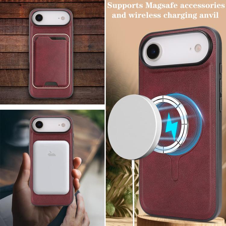For iPhone Air Kalebol Slim MagSafe Ring Magnetic Card Bag Leather Phone Case