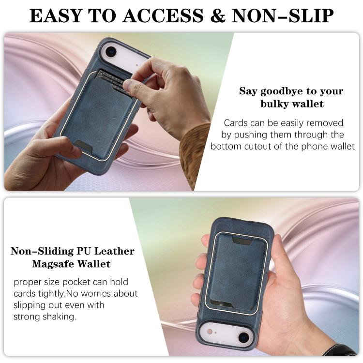 For iPhone Air Kalebol Slim MagSafe Ring Magnetic Card Bag Leather Phone Case