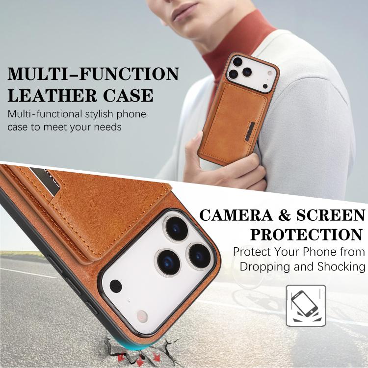 For iPhone 17 Pro Kalebol Strong MagSafe Magnetic Two-Fold Card Bag Leather Phone Case