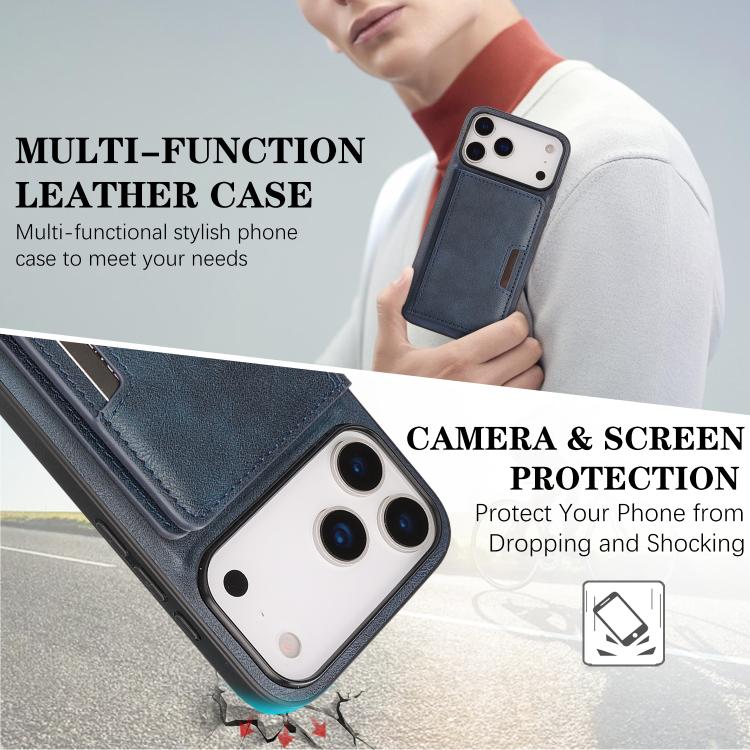 For iPhone 17 Pro Kalebol Strong MagSafe Magnetic Two-Fold Card Bag Leather Phone Case