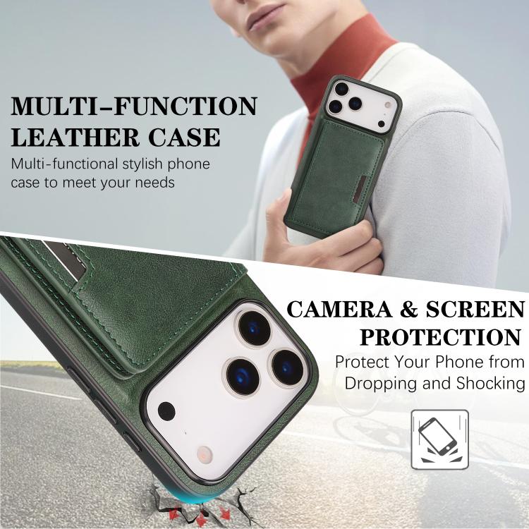 For iPhone 17 Pro Kalebol Strong MagSafe Magnetic Two-Fold Card Bag Leather Phone Case