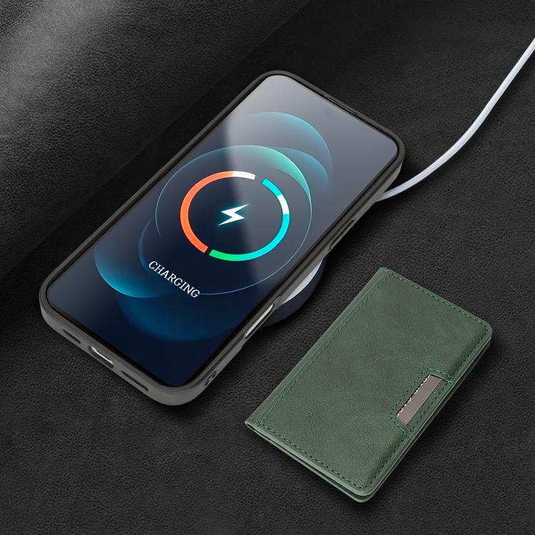 For iPhone 17 Pro Kalebol Strong MagSafe Magnetic Two-Fold Card Bag Leather Phone Case