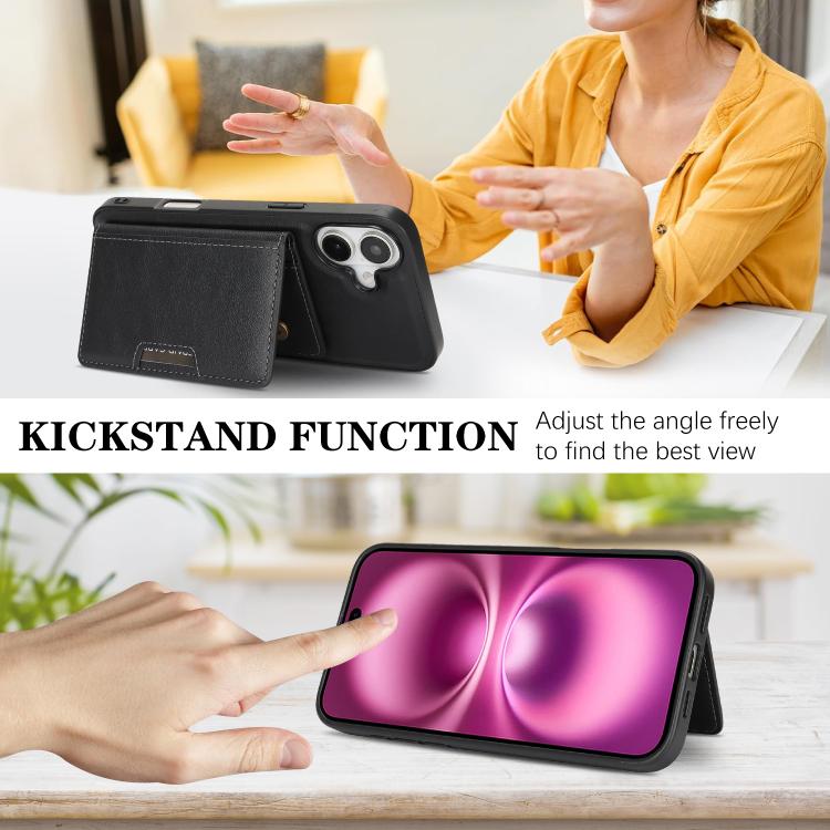 For iPhone 17 Kalebol Strong MagSafe Magnetic Two-Fold Card Bag Leather Phone Case
