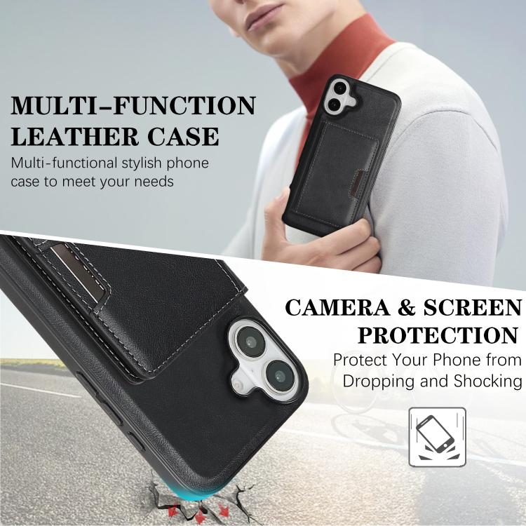 For iPhone 17 Kalebol Strong MagSafe Magnetic Two-Fold Card Bag Leather Phone Case