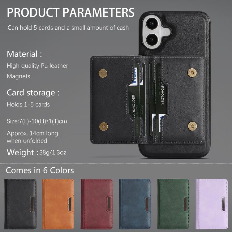 For iPhone 17 Kalebol Strong MagSafe Magnetic Two-Fold Card Bag Leather Phone Case