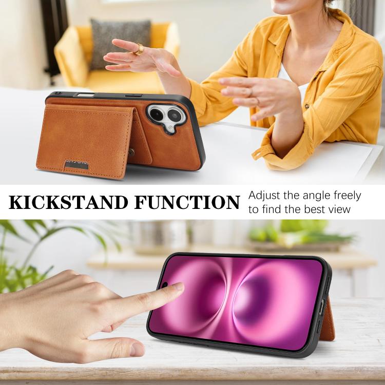For iPhone 17 Kalebol Strong MagSafe Magnetic Two-Fold Card Bag Leather Phone Case