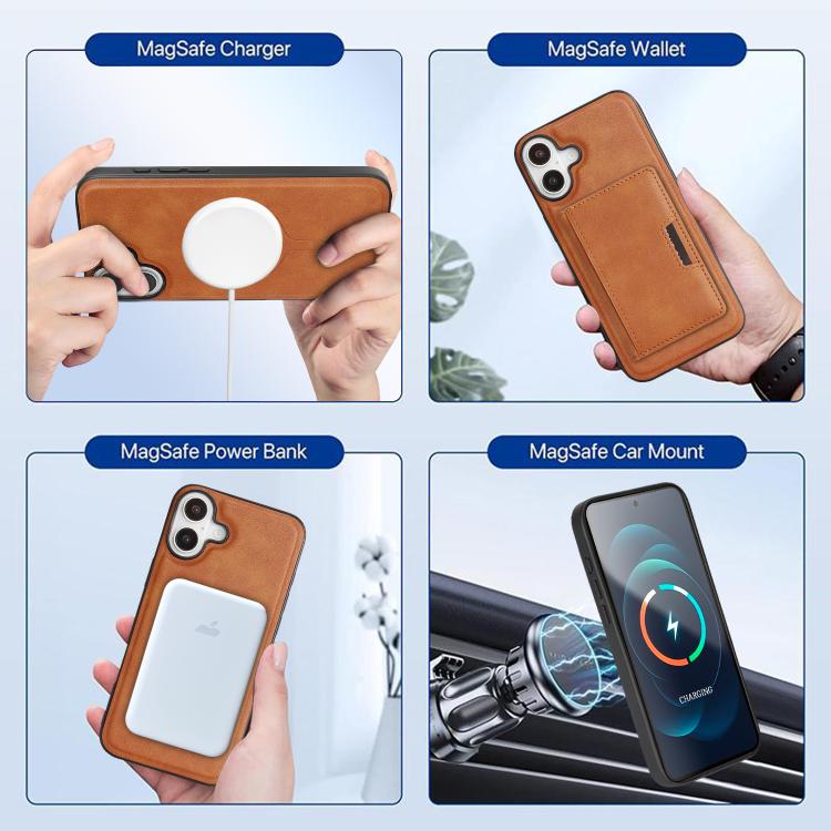 For iPhone 17 Kalebol Strong MagSafe Magnetic Two-Fold Card Bag Leather Phone Case