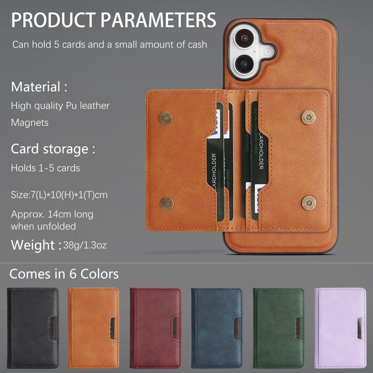 For iPhone 17 Kalebol Strong MagSafe Magnetic Two-Fold Card Bag Leather Phone Case