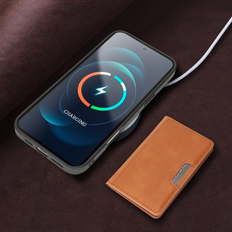 For iPhone 17 Kalebol Strong MagSafe Magnetic Two-Fold Card Bag Leather Phone Case