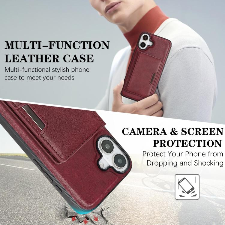 For iPhone 17 Kalebol Strong MagSafe Magnetic Two-Fold Card Bag Leather Phone Case