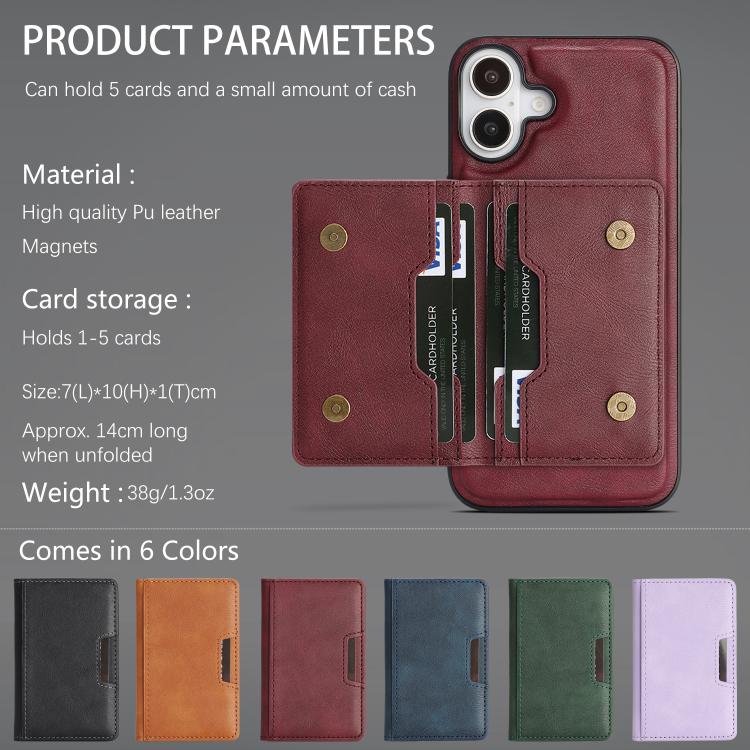 For iPhone 17 Kalebol Strong MagSafe Magnetic Two-Fold Card Bag Leather Phone Case