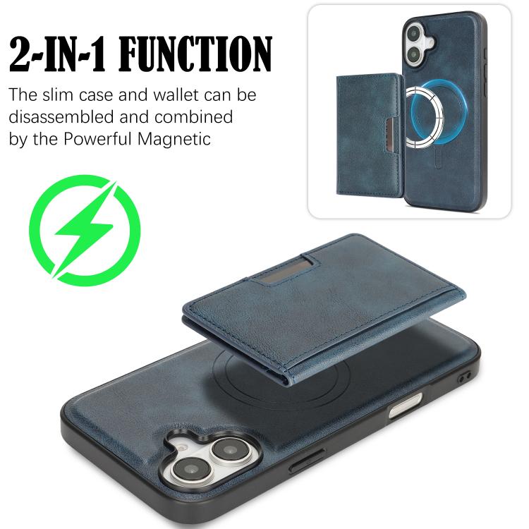 For iPhone 17 Kalebol Strong MagSafe Magnetic Two-Fold Card Bag Leather Phone Case
