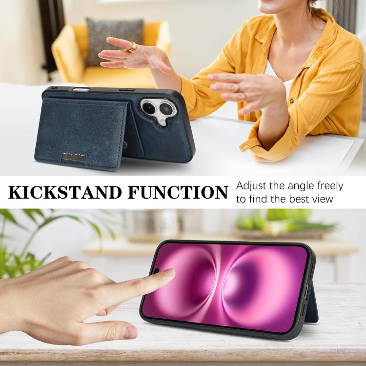 For iPhone 17 Kalebol Strong MagSafe Magnetic Two-Fold Card Bag Leather Phone Case