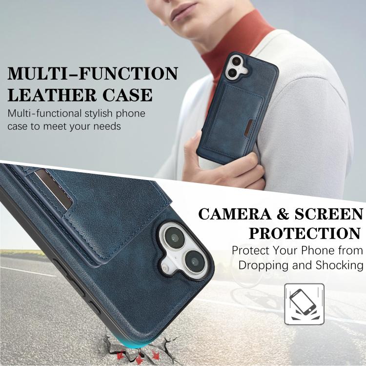 For iPhone 17 Kalebol Strong MagSafe Magnetic Two-Fold Card Bag Leather Phone Case