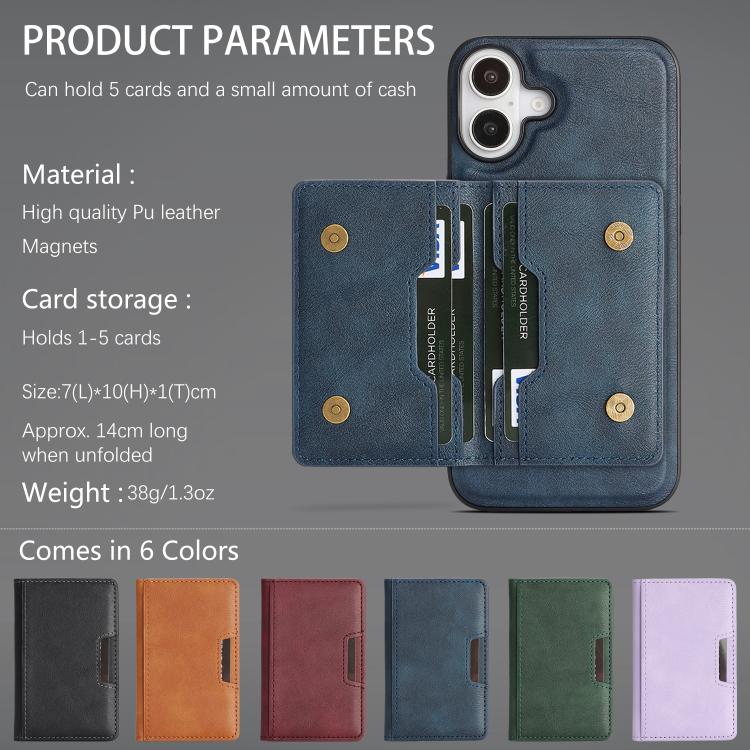 For iPhone 17 Kalebol Strong MagSafe Magnetic Two-Fold Card Bag Leather Phone Case