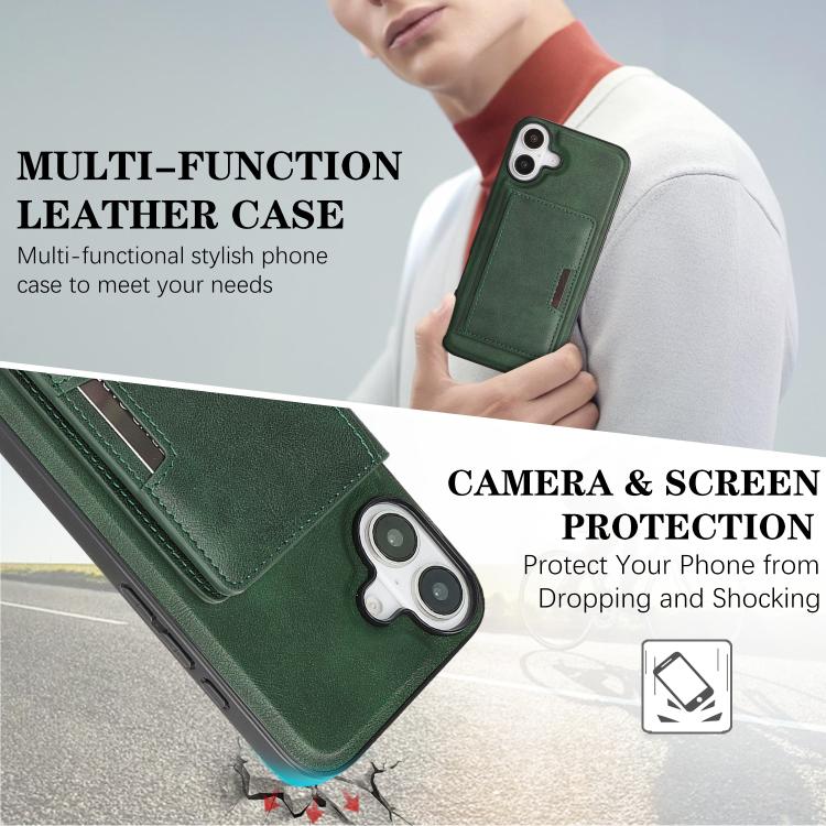 For iPhone 17 Kalebol Strong MagSafe Magnetic Two-Fold Card Bag Leather Phone Case