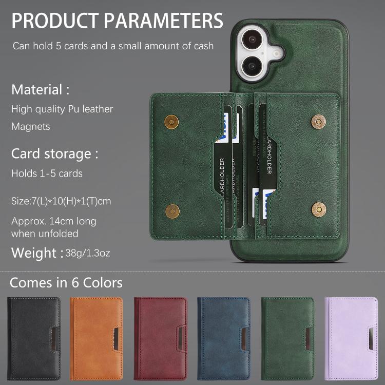 For iPhone 17 Kalebol Strong MagSafe Magnetic Two-Fold Card Bag Leather Phone Case