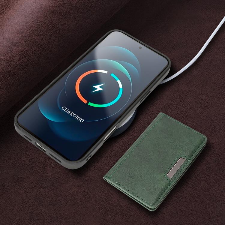 For iPhone 17 Kalebol Strong MagSafe Magnetic Two-Fold Card Bag Leather Phone Case