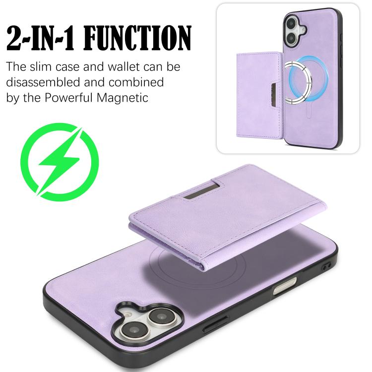 For iPhone 17 Kalebol Strong MagSafe Magnetic Two-Fold Card Bag Leather Phone Case