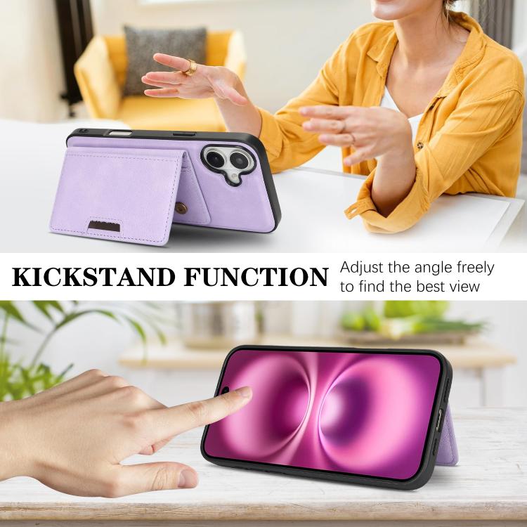 For iPhone 17 Kalebol Strong MagSafe Magnetic Two-Fold Card Bag Leather Phone Case