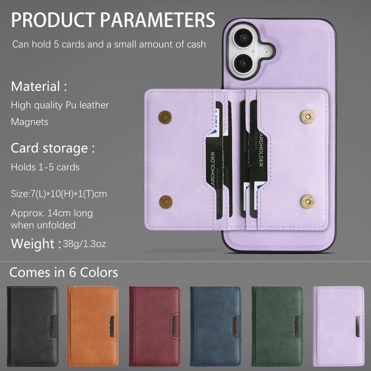 For iPhone 17 Kalebol Strong MagSafe Magnetic Two-Fold Card Bag Leather Phone Case