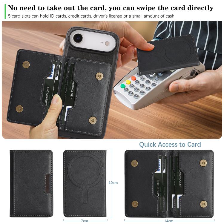 For iPhone Air Kalebol Strong MagSafe Magnetic Two-Fold Card Bag Leather Phone Case