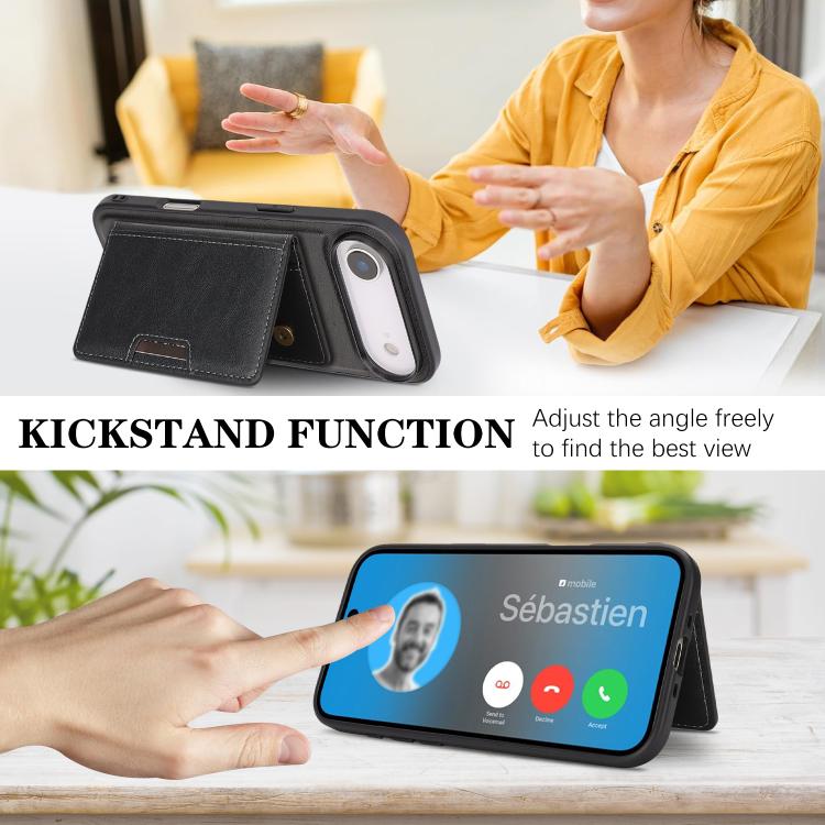 For iPhone Air Kalebol Strong MagSafe Magnetic Two-Fold Card Bag Leather Phone Case