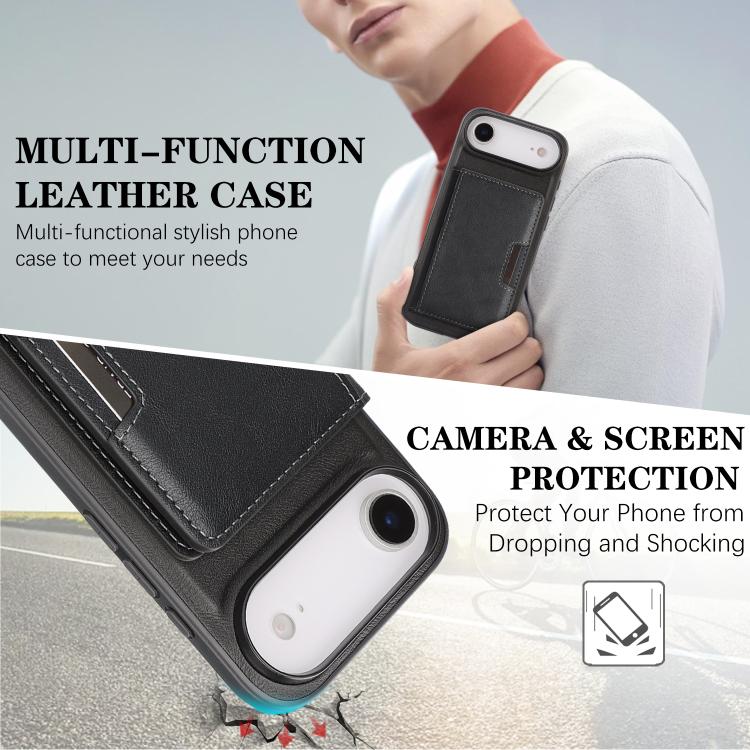 For iPhone Air Kalebol Strong MagSafe Magnetic Two-Fold Card Bag Leather Phone Case