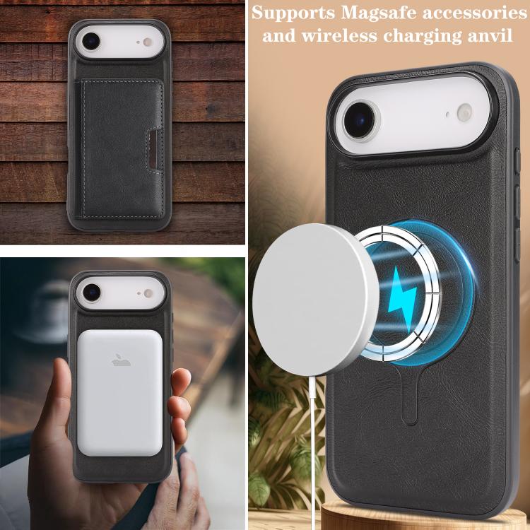 For iPhone Air Kalebol Strong MagSafe Magnetic Two-Fold Card Bag Leather Phone Case
