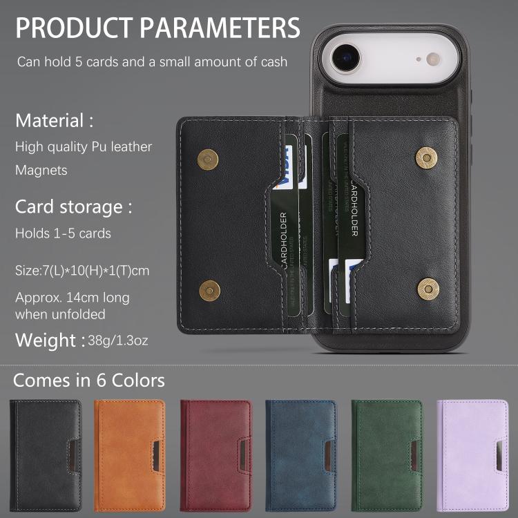 For iPhone Air Kalebol Strong MagSafe Magnetic Two-Fold Card Bag Leather Phone Case