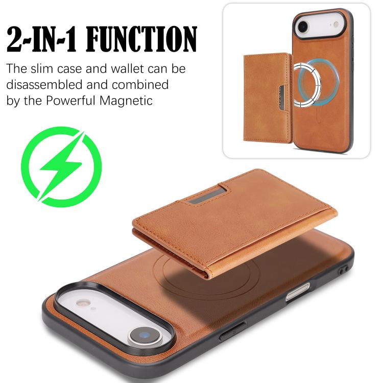 For iPhone Air Kalebol Strong MagSafe Magnetic Two-Fold Card Bag Leather Phone Case