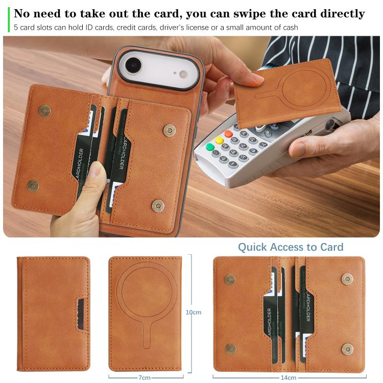 For iPhone Air Kalebol Strong MagSafe Magnetic Two-Fold Card Bag Leather Phone Case