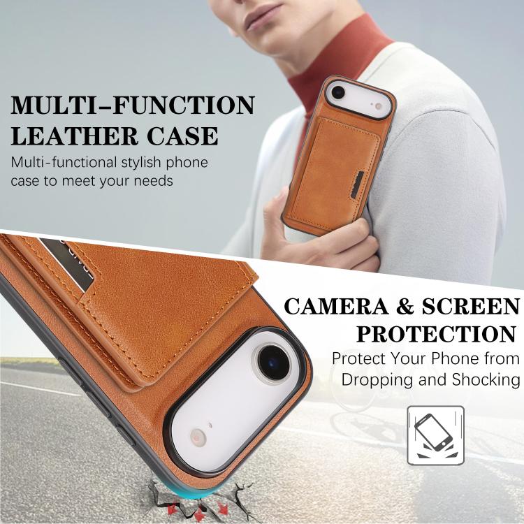 For iPhone Air Kalebol Strong MagSafe Magnetic Two-Fold Card Bag Leather Phone Case