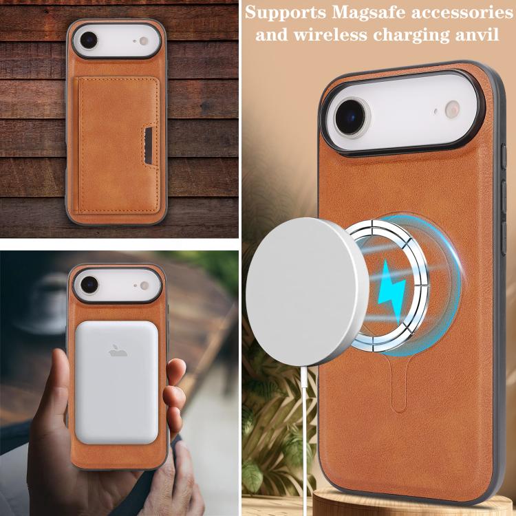 For iPhone Air Kalebol Strong MagSafe Magnetic Two-Fold Card Bag Leather Phone Case