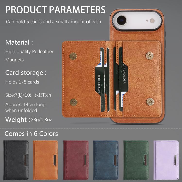 For iPhone Air Kalebol Strong MagSafe Magnetic Two-Fold Card Bag Leather Phone Case