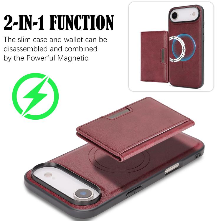 For iPhone Air Kalebol Strong MagSafe Magnetic Two-Fold Card Bag Leather Phone Case