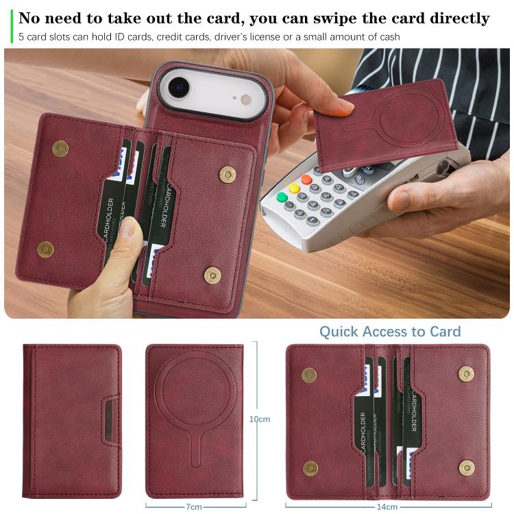 For iPhone Air Kalebol Strong MagSafe Magnetic Two-Fold Card Bag Leather Phone Case