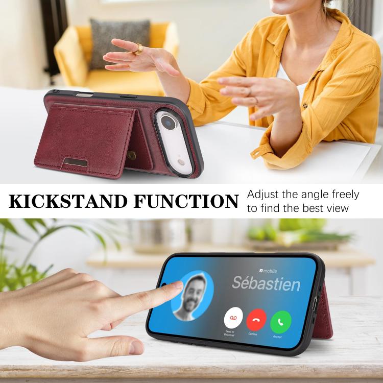 For iPhone Air Kalebol Strong MagSafe Magnetic Two-Fold Card Bag Leather Phone Case