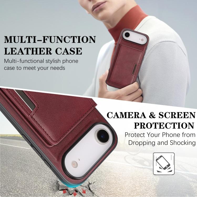 For iPhone Air Kalebol Strong MagSafe Magnetic Two-Fold Card Bag Leather Phone Case
