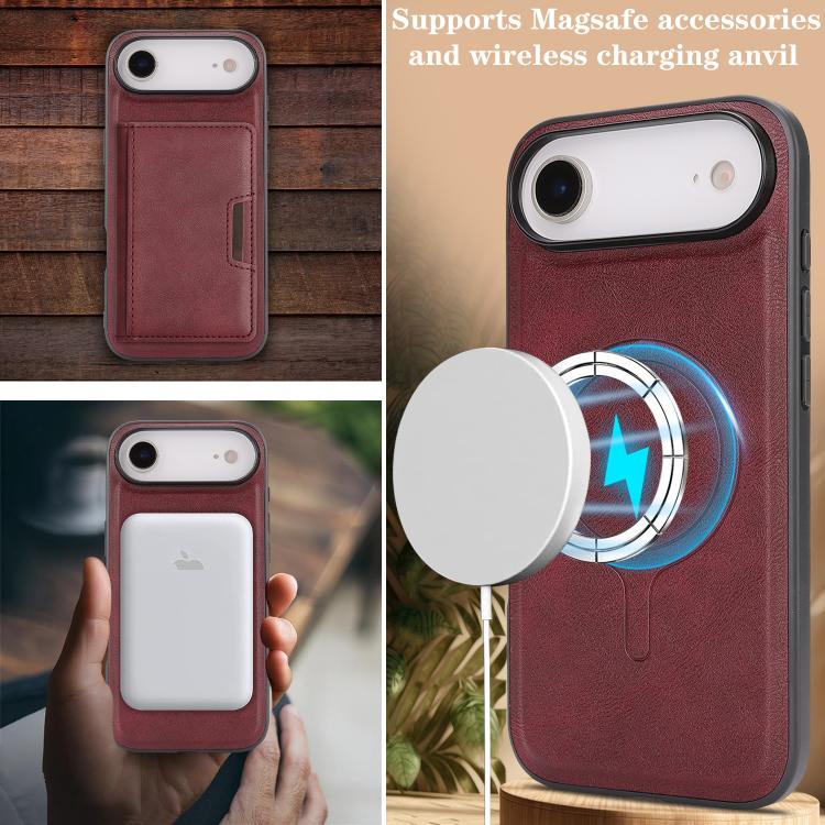 For iPhone Air Kalebol Strong MagSafe Magnetic Two-Fold Card Bag Leather Phone Case